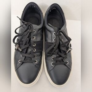 Salvatore Ferragamo Black Leather Sultan Sneaker with Gancini Logo Size 8.5 Mens